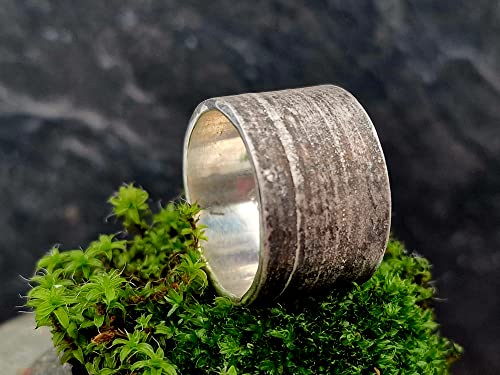 LeoLars-PABE Bambus Design Ring aus 925er Silber, Gr.62, aus echten Bambusblättern, teilgeschwärzt, Unikat, Handarbeit