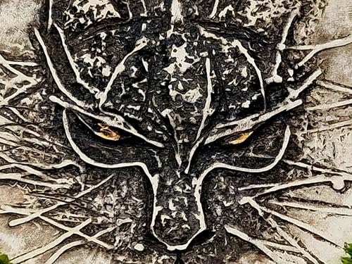 LeoLars-PABE Fenriswolf Anhänger aus 925er Silber mit Feingold Augen, teilgeschwärzt, Lokis erstes Kind, Unikat, Handarbeit