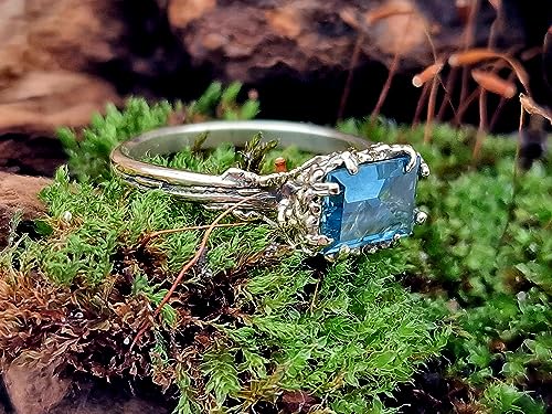 LeoLars-PABE Aquamarin Design Ring, Gr. 59, aus 585er Gelbgold im organischen Wurzel und Holz Design, Unikat, Handarbeit