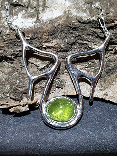 Turmalin Anhänger, 925er Silber, Grüner Turmalin, Cabochon, Unikat, Handarbeit