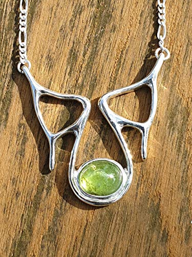 Turmalin Anhänger, 925er Silber, Grüner Turmalin, Cabochon, Unikat, Handarbeit