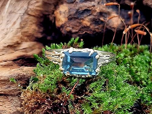 LeoLars-PABE Aquamarin Design Ring, Gr. 59, aus 585er Gelbgold im organischen Wurzel und Holz Design, Unikat, Handarbeit