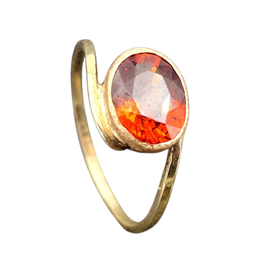 LeoLars-PABE Design Ring mit Mandarin Granat aus 585er Gold, Gr.55, fein, zart, Unikat, Handarbeit