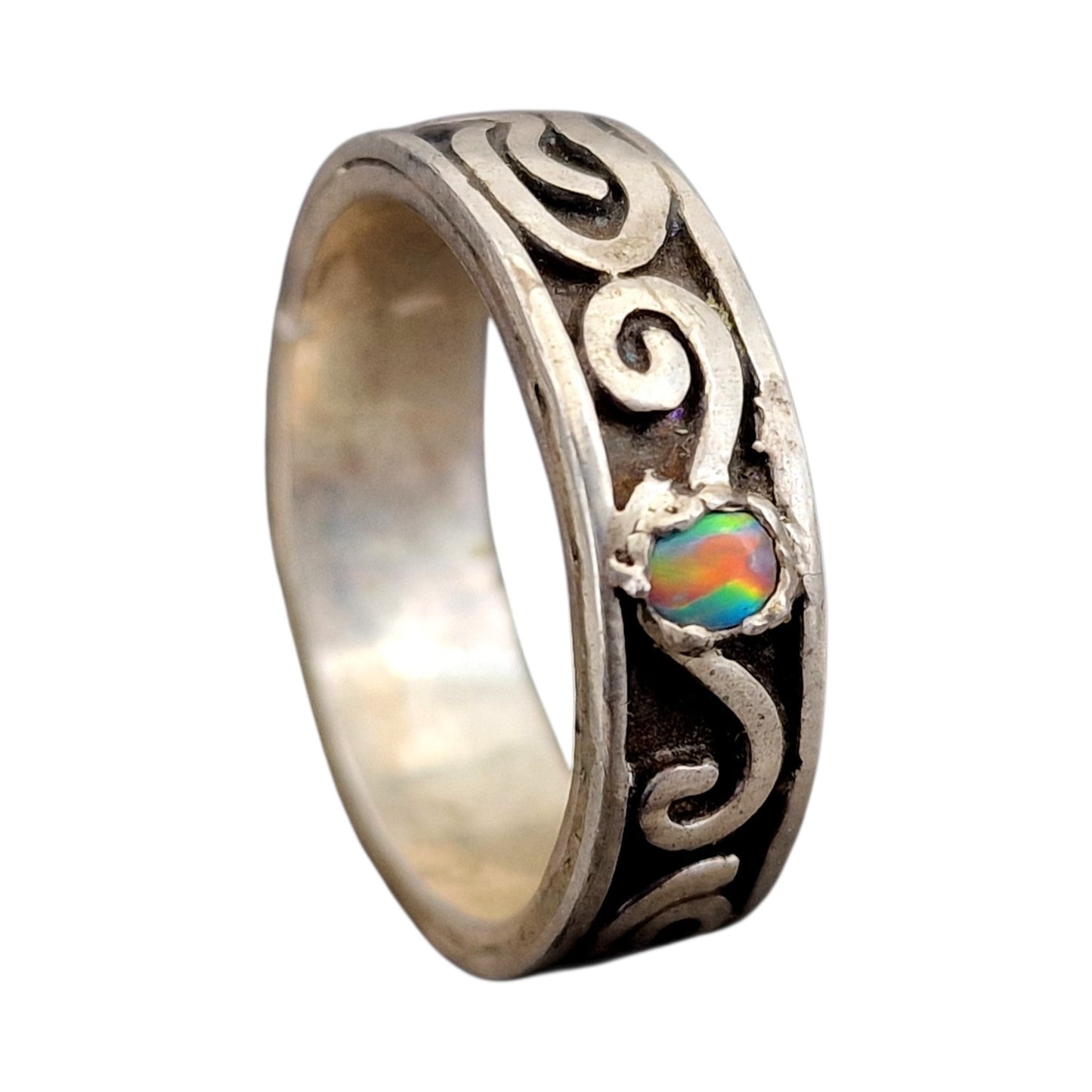 LeoLars-PABE Opal Ring aus 925er Silber mit Lightning Ridge Opal, Gr.63, Unikat, Handarbeit