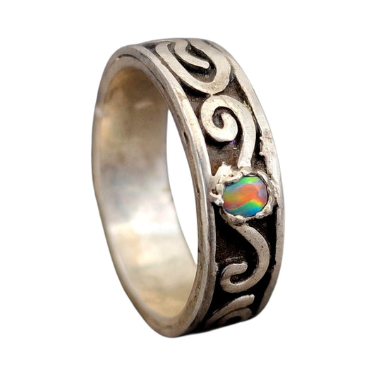 LeoLars-PABE Opal Ring aus 925er Silber mit Lightning Ridge Opal, Gr.63, Unikat, Handarbeit