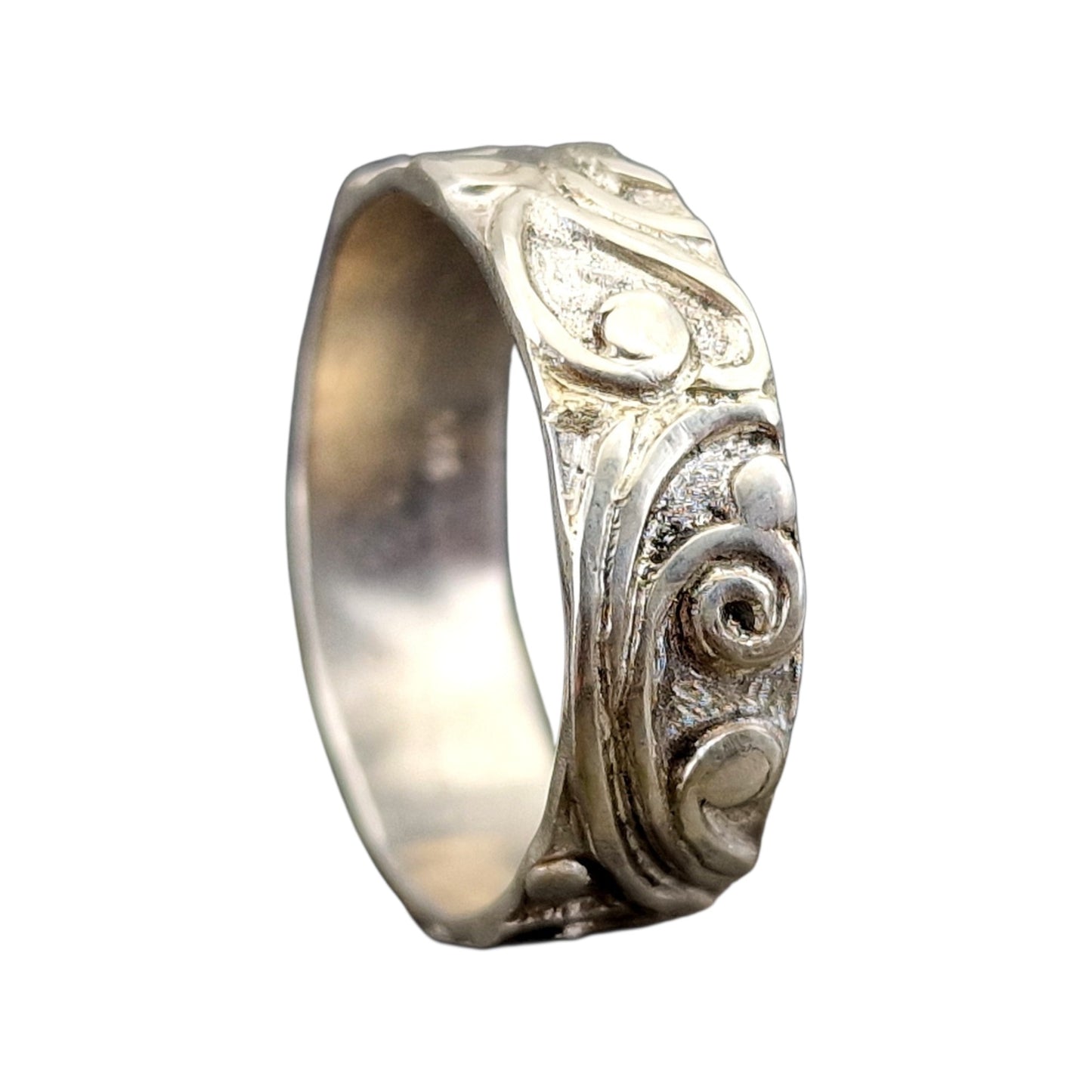 Herrlich verschnörkelter Kraftring aus 925er Silber, Gr. 65 (20,7), Floral schnörkeliges Design, Unisex, Unikat, Handarbeit