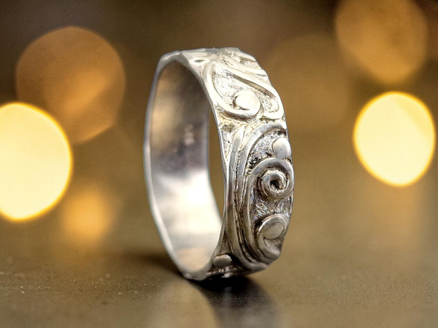 Herrlich verschnörkelter Kraftring aus 925er Silber, Gr. 65 (20,7), Floral schnörkeliges Design, Unisex, Unikat, Handarbeit