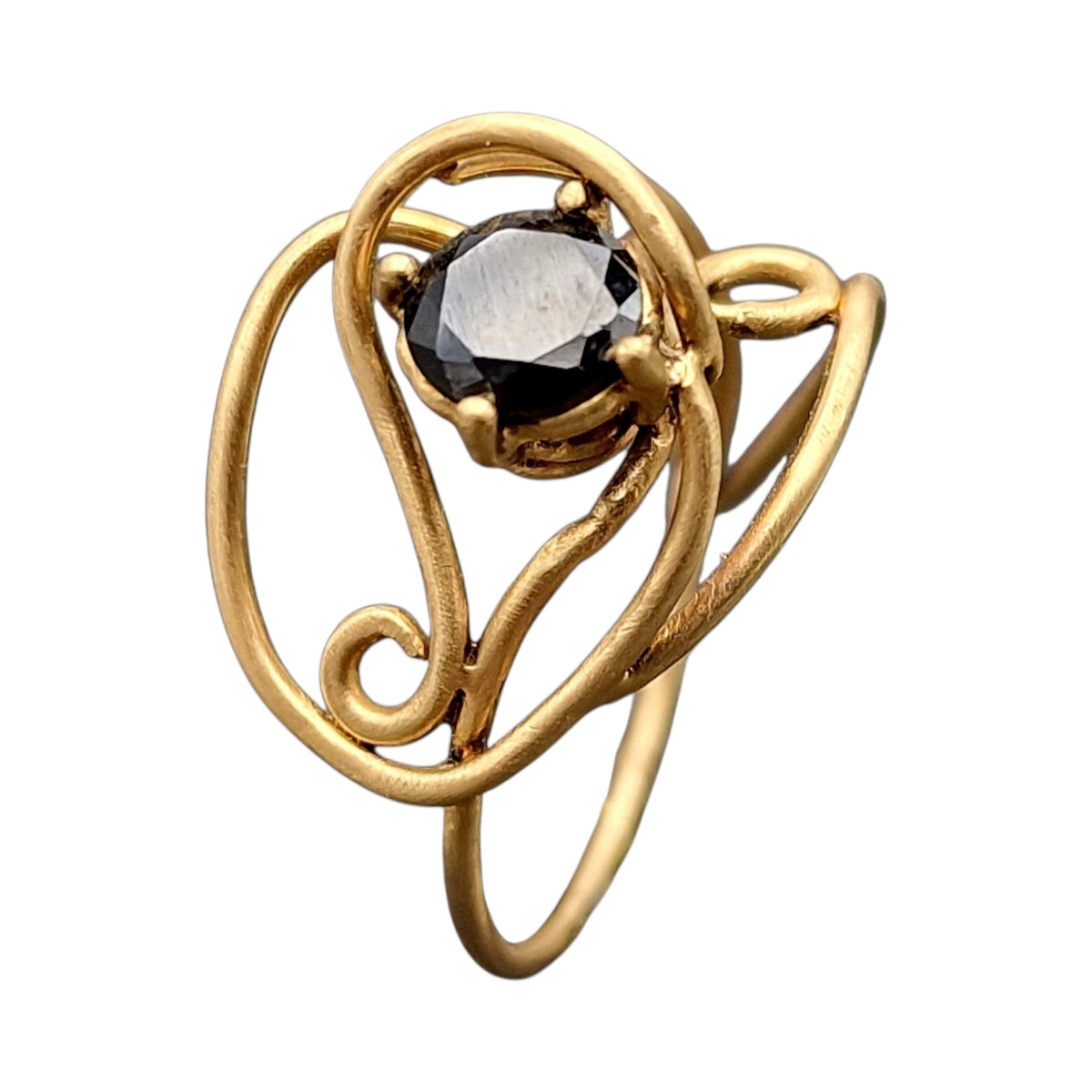 LeoLars-PABE Schwarzer Diamant 1.39ct. Ring Gr.57 aus 750er Gold, verspielt, zart, Golddraht, Unikat, Handarbeit