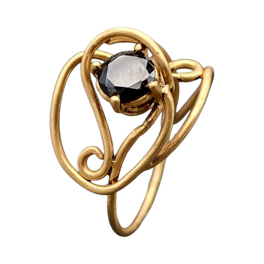 LeoLars-PABE Schwarzer Diamant 1.39ct. Ring Gr.57 aus 750er Gold, verspielt, zart, Golddraht, Unikat, Handarbeit