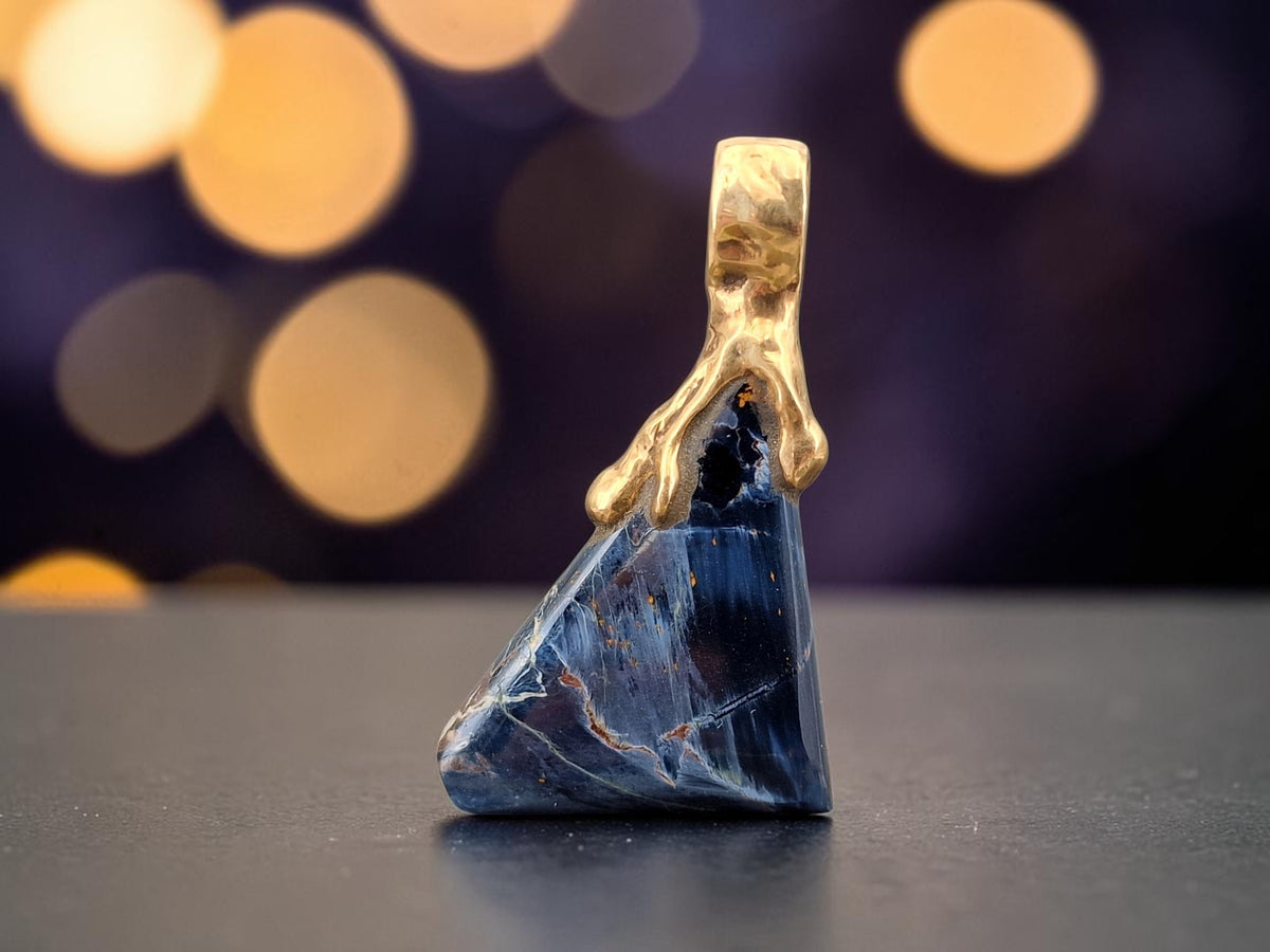 LeoLars-PABE Pietersit Anhänger aus 333er Gold, aus Namibia, Unikat, Handarbeit