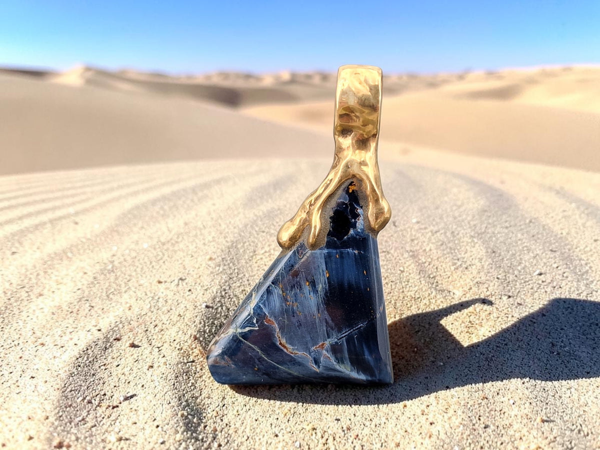 LeoLars-PABE Pietersit Anhänger aus 333er Gold, aus Namibia, Unikat, Handarbeit