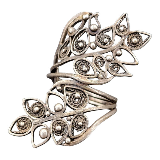 LeoLars-PABE Großer Elfen Wald Filigree Ring, Gr. 58, aus 925er Silber, teilgeschwärzt, Unikat, Handarbeit