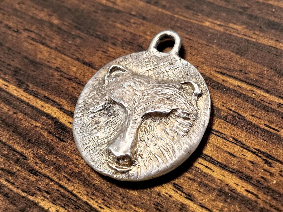 LeoLars-PABE Design Anhänger, Bär, massiv aus 925er Silber, handgeschnitzt und gegossen, Hexer Style, Unisex, Unikat, Handarbeit