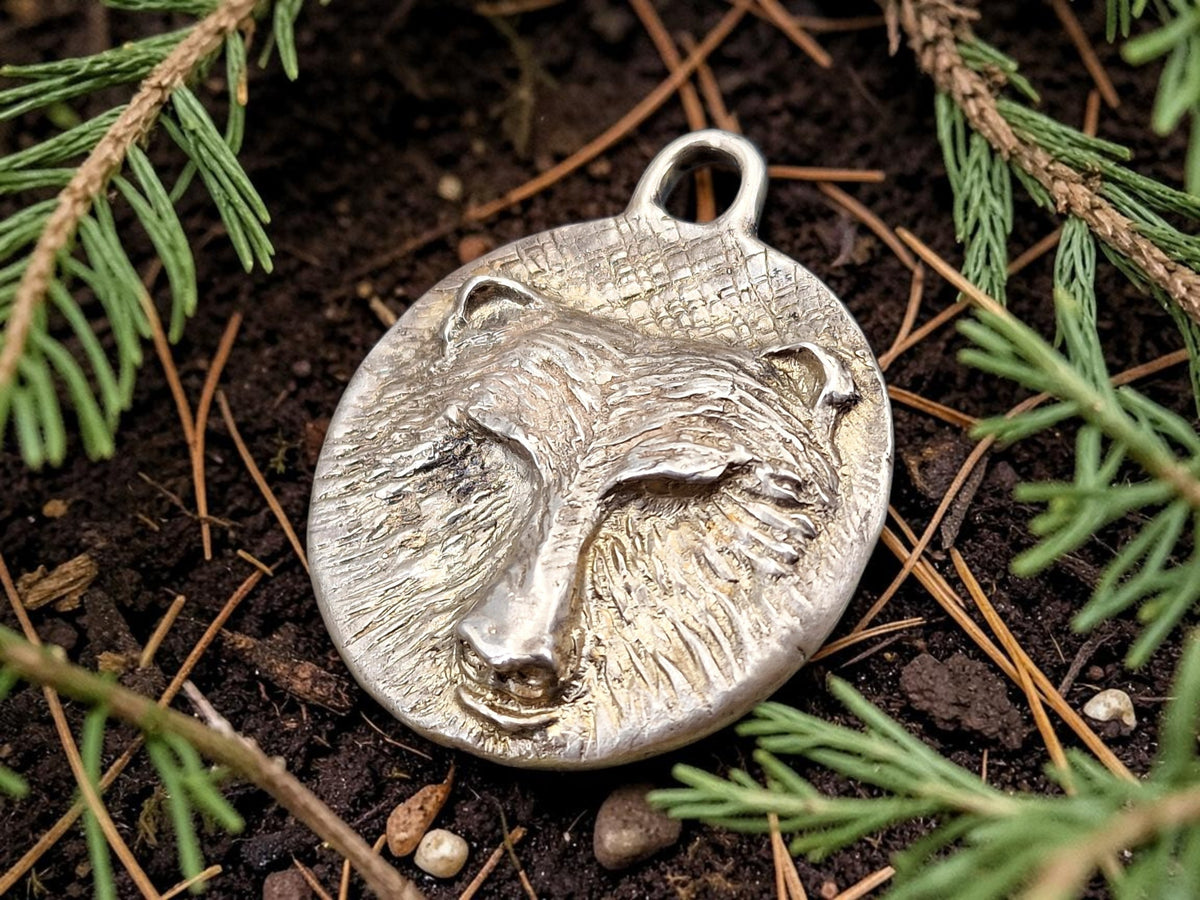 LeoLars-PABE Design Anhänger, Bär, massiv aus 925er Silber, handgeschnitzt und gegossen, Hexer Style, Unisex, Unikat, Handarbeit
