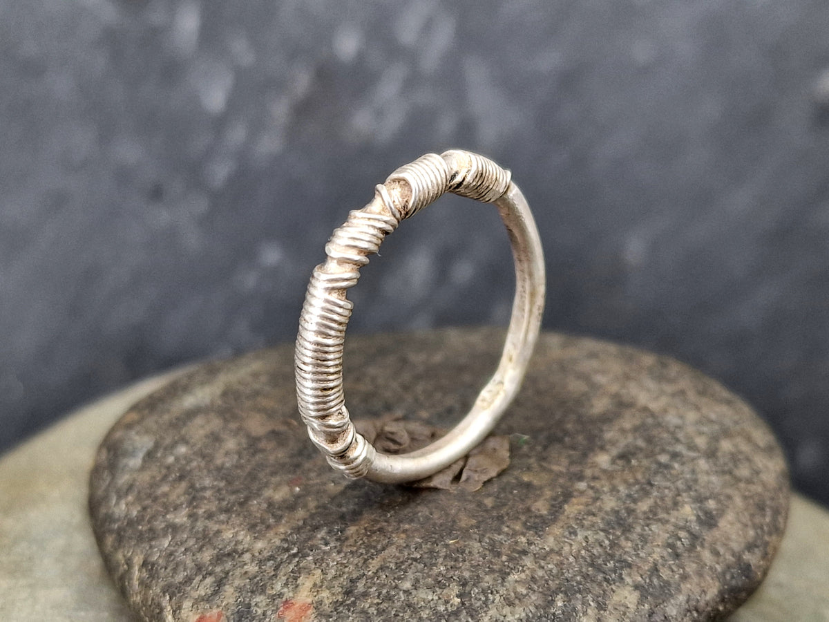 925er Silber Design Ring, Vorsteckring, Stapelring, Draht gewickeltes Design, Draht gewickeltes Design, Unikat, Handarbeit