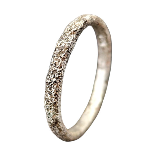 925er Silber Ring im Sandguss Design, typische Oberflächenstruktur, Gr.56(18), Nr. 164,Stapelring, Vorsteckring, Unikat, Handarbeit