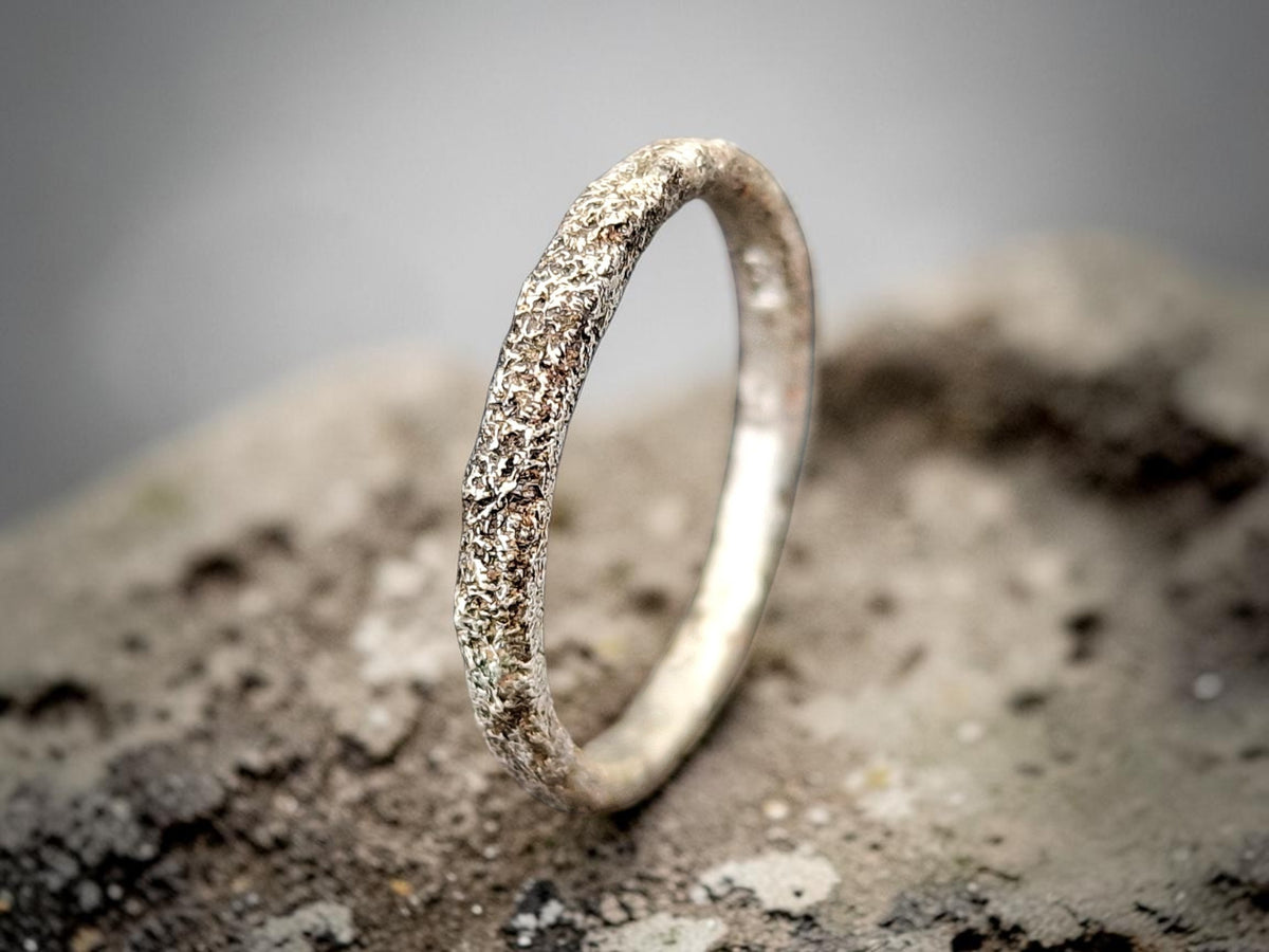 925er Silber Ring im Sandguss Design, typische Oberflächenstruktur, Gr.56(18), Nr. 164,Stapelring, Vorsteckring, Unikat, Handarbeit