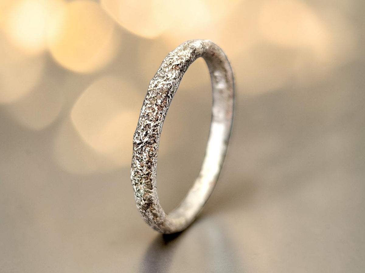 925er Silber Ring im Sandguss Design, typische Oberflächenstruktur, Gr.56(18), Nr. 164,Stapelring, Vorsteckring, Unikat, Handarbeit