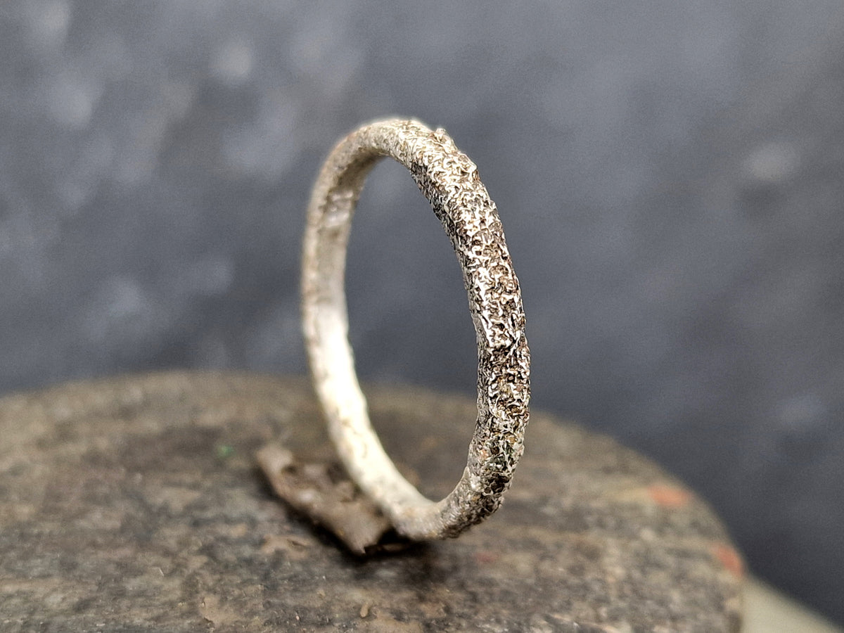 925er Silber Ring im Sandguss Design, typische Oberflächenstruktur, Gr.56(18), Nr. 164,Stapelring, Vorsteckring, Unikat, Handarbeit