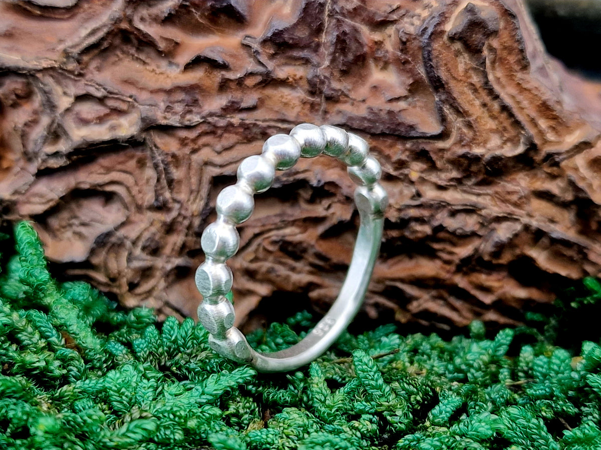 925er Silber Design Ring, Gr.56 (18), halber Perldraht Ring, Vorsteckring, Stapelring, Unikat, Handarbeit