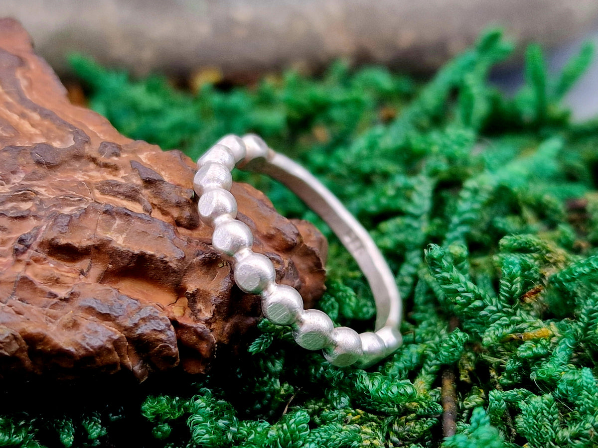 925er Silber Design Ring, Gr.56 (18), halber Perldraht Ring, Vorsteckring, Stapelring, Unikat, Handarbeit