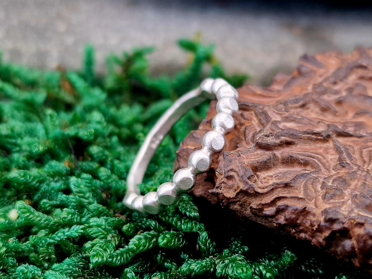 925er Silber Design Ring, Gr.56 (18), halber Perldraht Ring, Vorsteckring, Stapelring, Unikat, Handarbeit