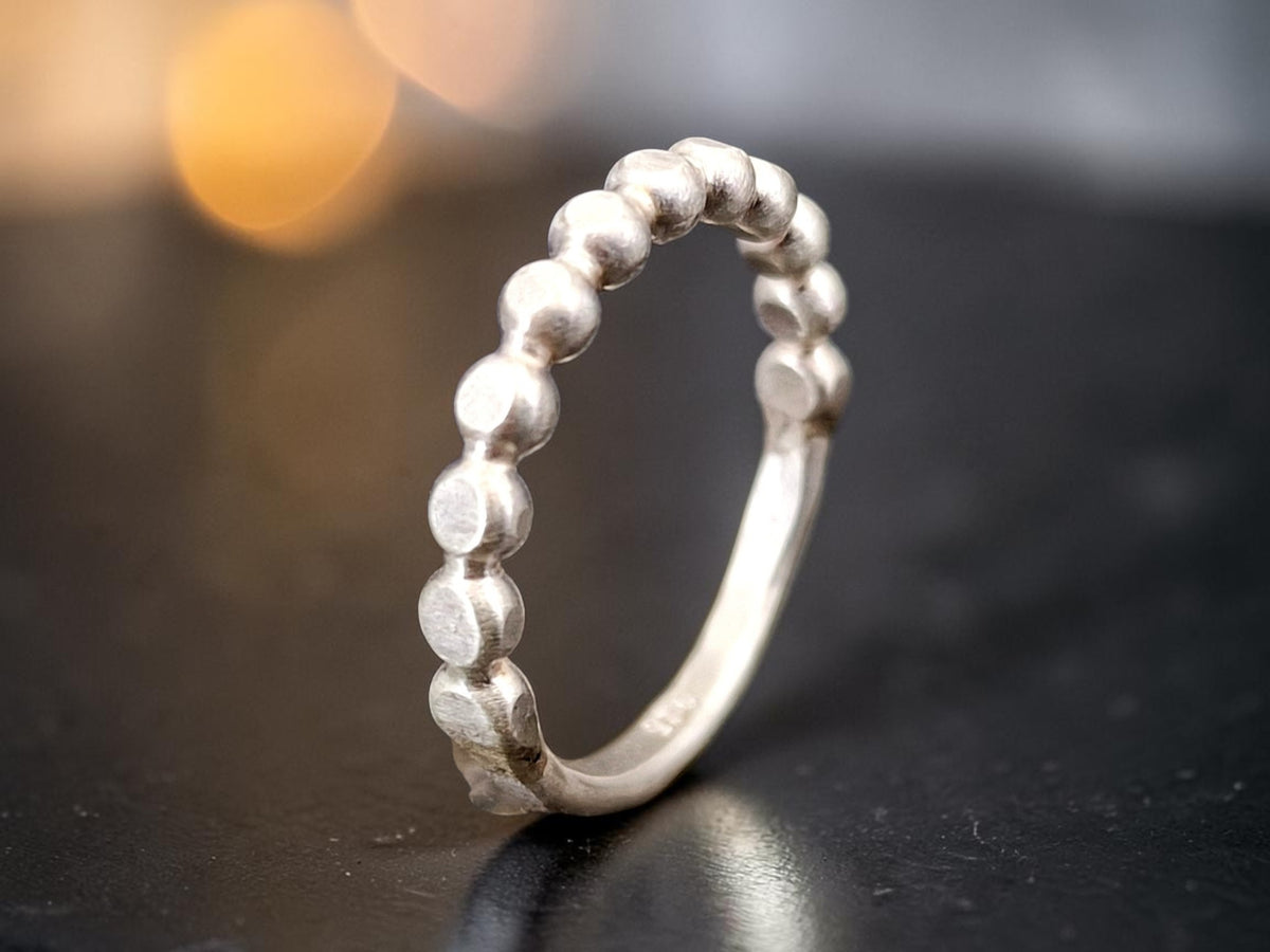 925er Silber Design Ring, Gr.56 (18), halber Perldraht Ring, Vorsteckring, Stapelring, Unikat, Handarbeit