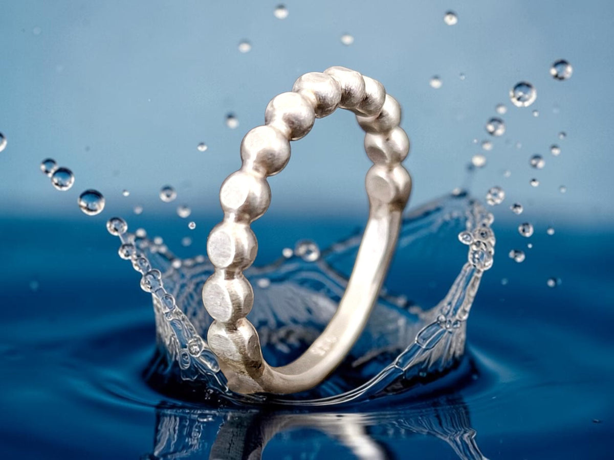 925er Silber Design Ring, Gr.56 (18), halber Perldraht Ring, Vorsteckring, Stapelring, Unikat, Handarbeit