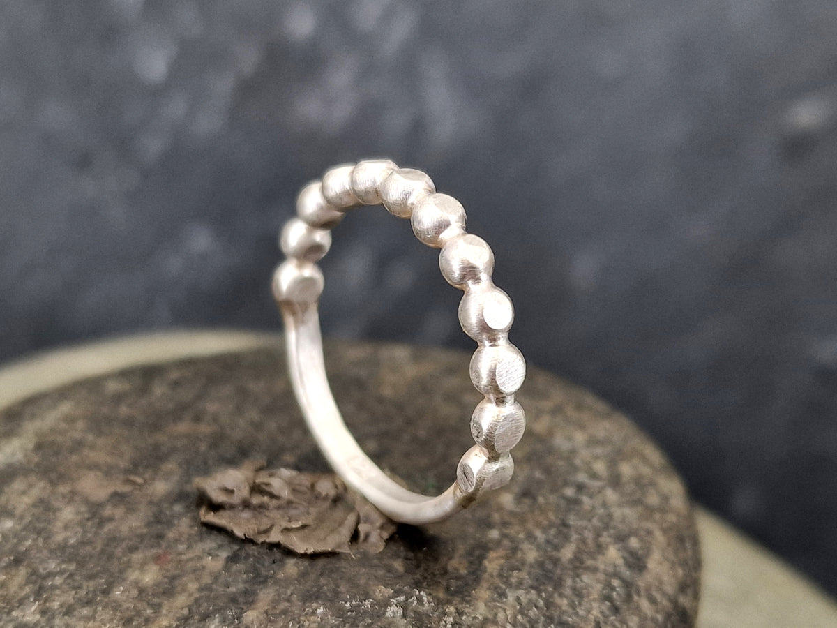 925er Silber Design Ring, Gr.56 (18), halber Perldraht Ring, Vorsteckring, Stapelring, Unikat, Handarbeit
