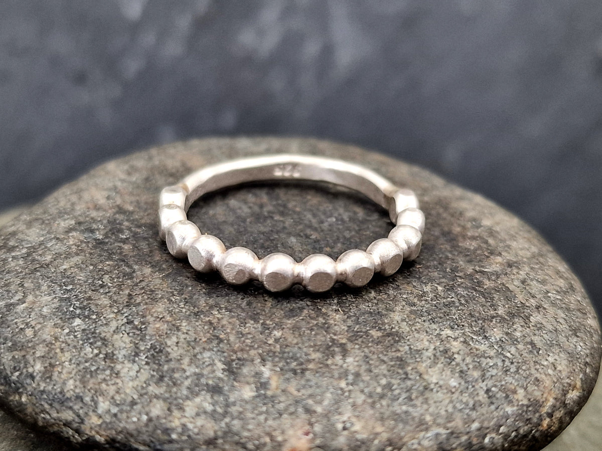 925er Silber Design Ring, Gr.56 (18), halber Perldraht Ring, Vorsteckring, Stapelring, Unikat, Handarbeit