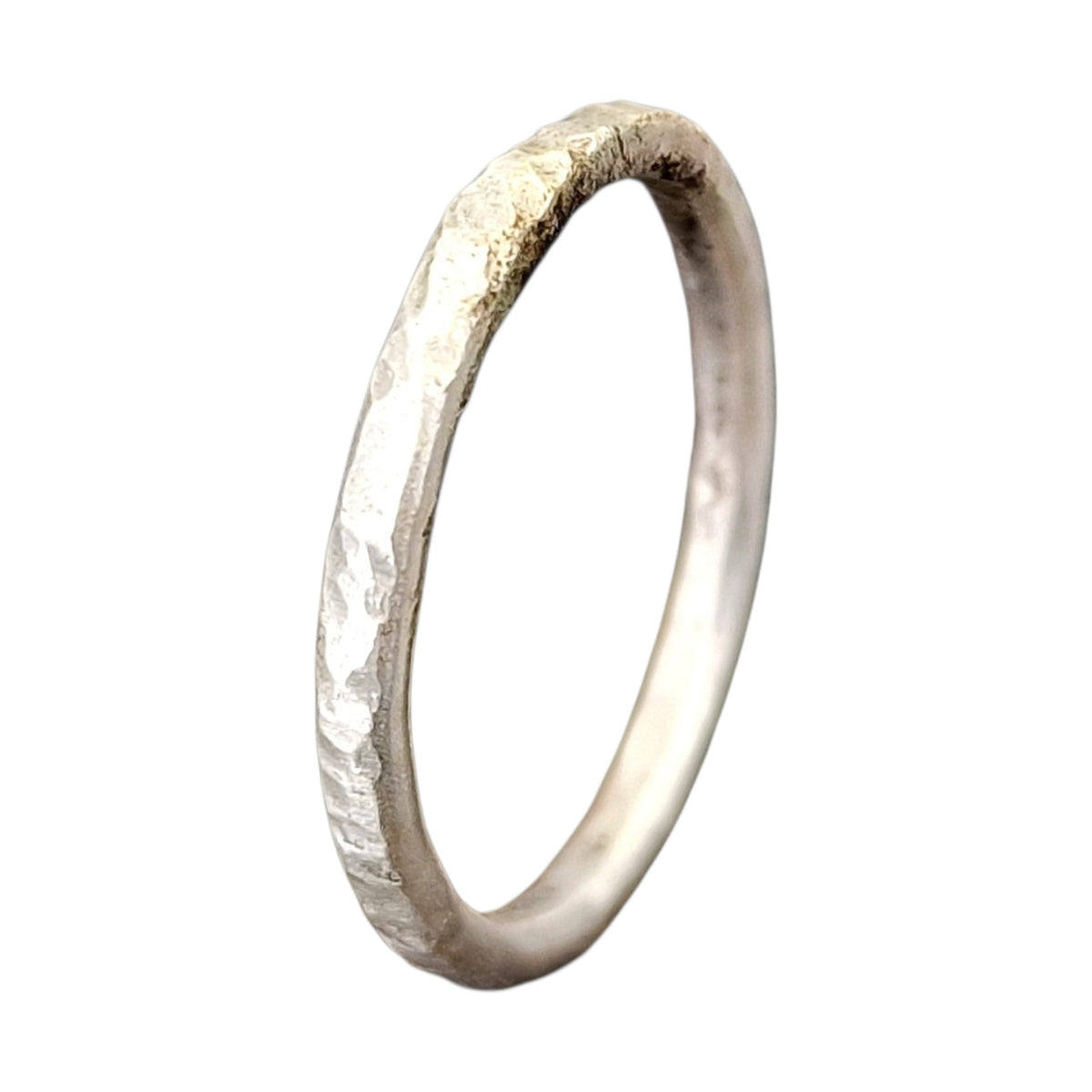 Handgeschmiedeter, gehämmerter Silber Design Ring, 925er Silber, Vorsteckring, Stapelring, Gr.56(18), Unikat, Handarbeit