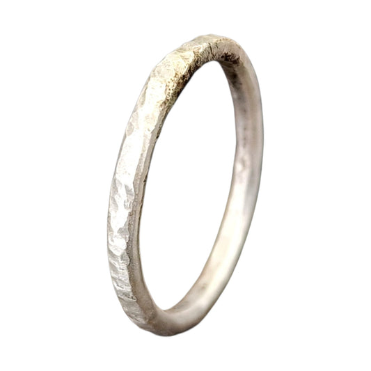 Handgeschmiedeter, gehämmerter Silber Design Ring, 925er Silber, Vorsteckring, Stapelring, Gr.56(18), Unikat, Handarbeit