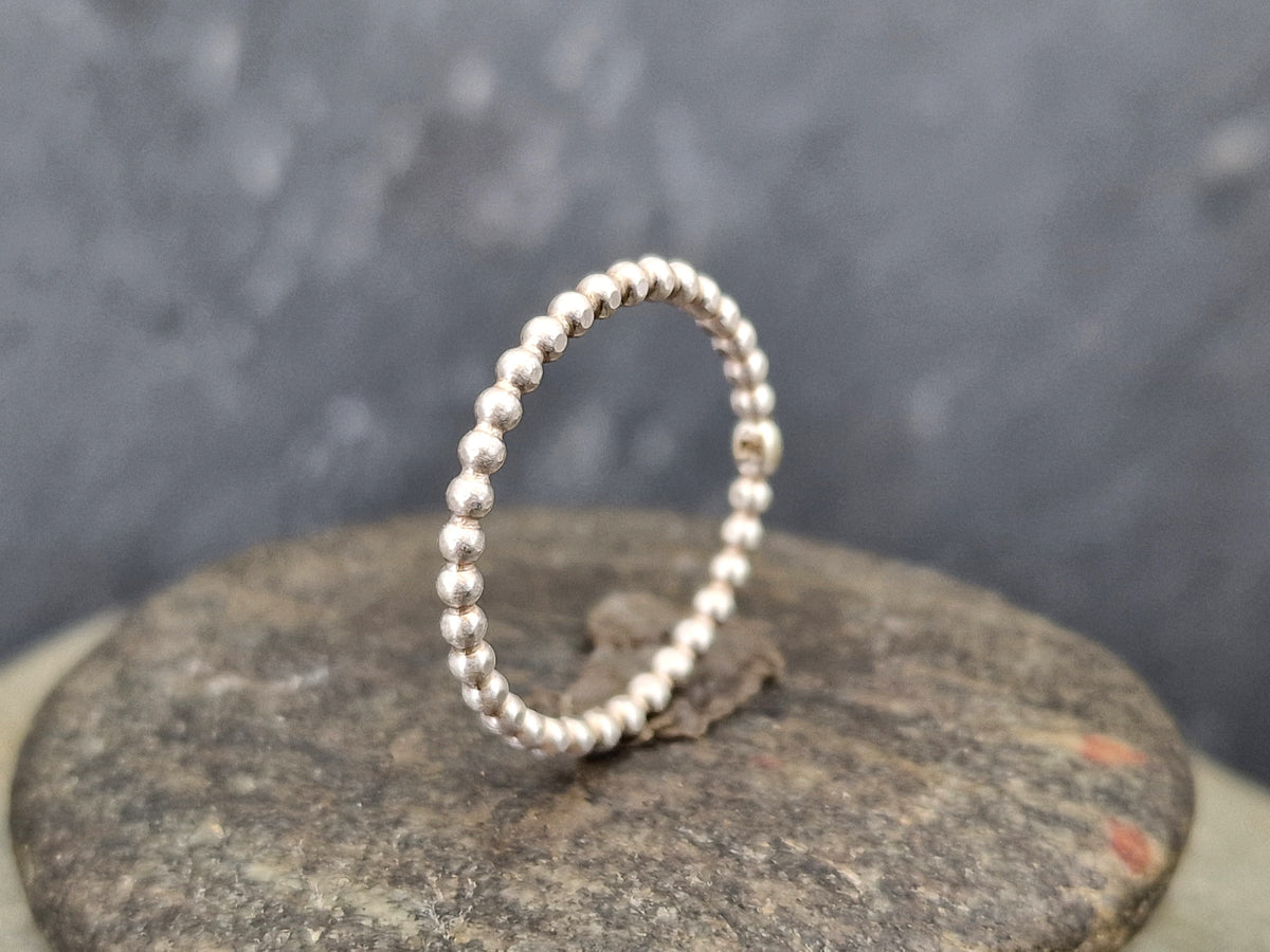 Perldrahr Design Ring, Gr.56 (18), 925er Silber, Vorsteckring, Stapelring, Unikat, Handarbeit