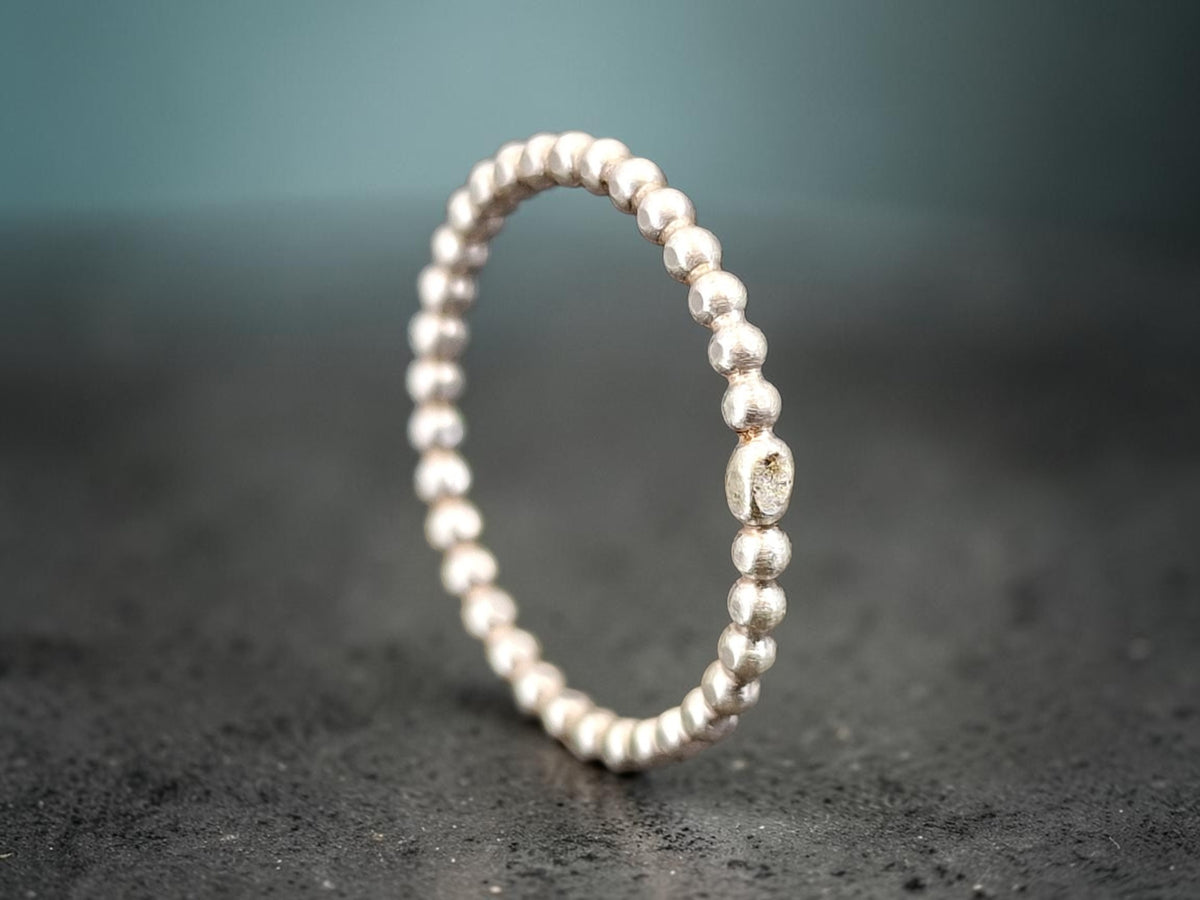 Perldrahr Design Ring, Gr.56 (18), 925er Silber, Vorsteckring, Stapelring, Unikat, Handarbeit