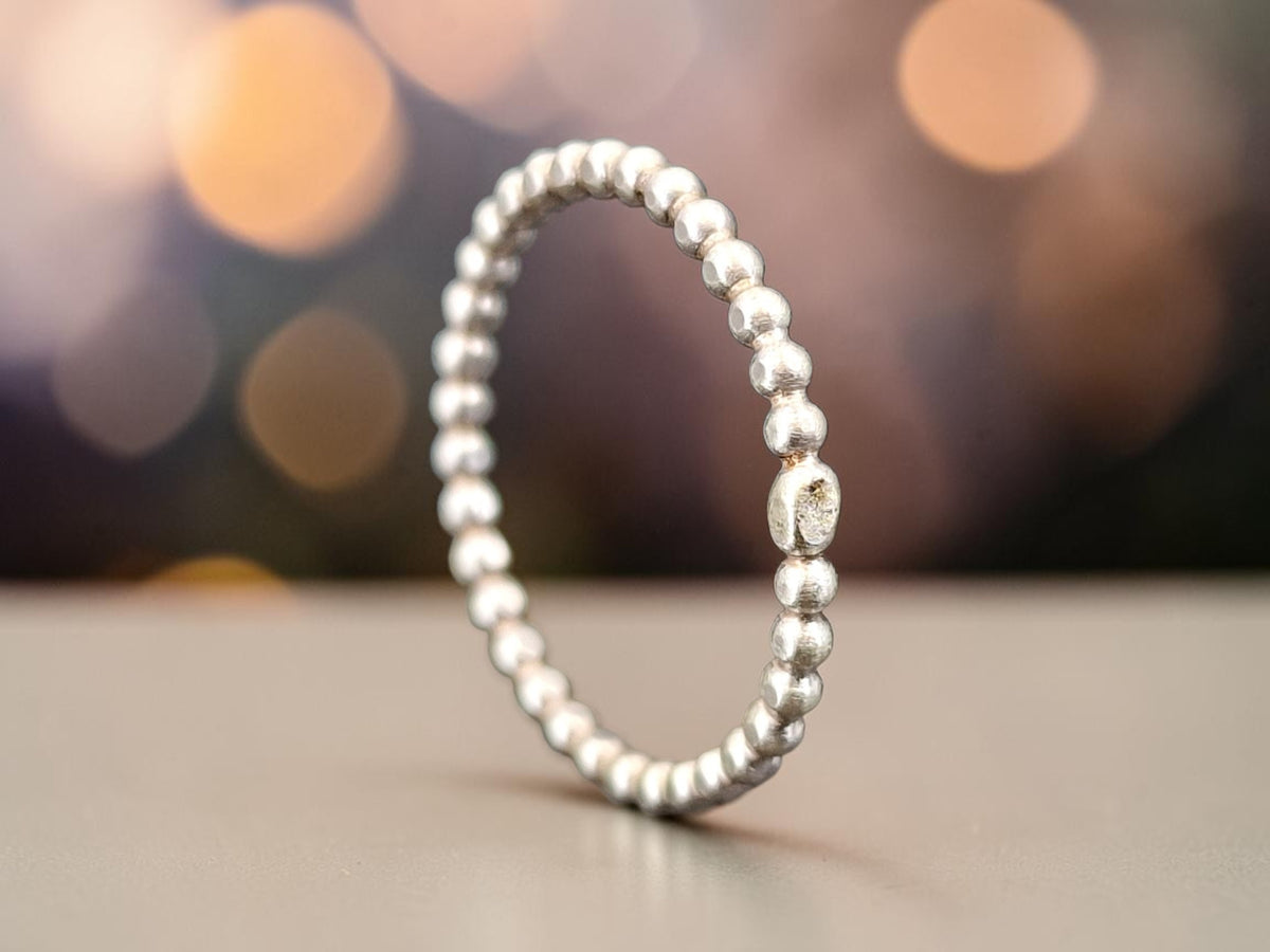 Perldrahr Design Ring, Gr.56 (18), 925er Silber, Vorsteckring, Stapelring, Unikat, Handarbeit