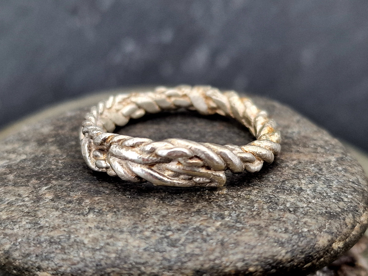 925er Silber Design Ring, Gr.61 (19,5), verflochten und gelöteter Draht, Vorsteckring, Stapelring, Unikat, Handarbeit, Unisex