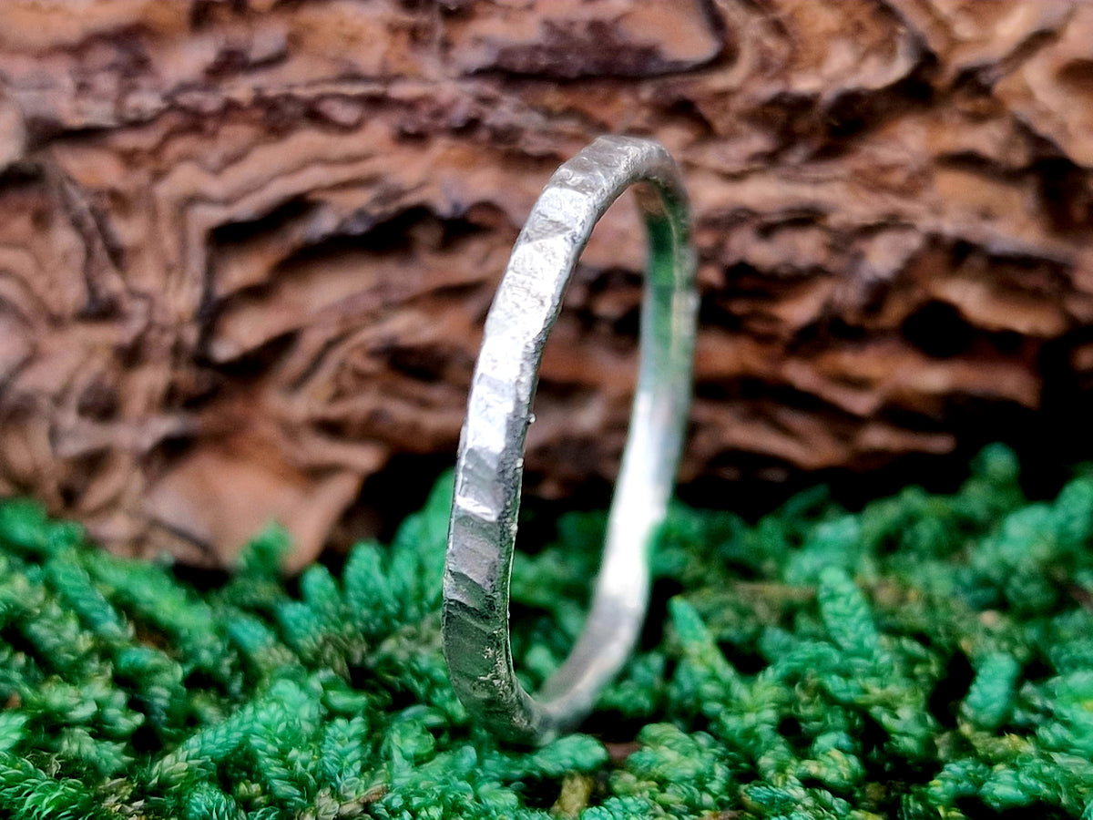 925er Silber Design Ring, Gr.60 (19,3), gehämmert, Vorsteckring, Stapelring, Unikat, Handarbeit