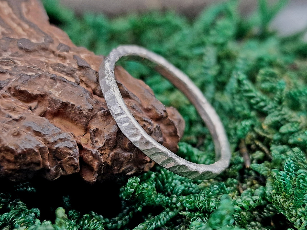 925er Silber Design Ring, Gr.60 (19,3), gehämmert, Vorsteckring, Stapelring, Unikat, Handarbeit