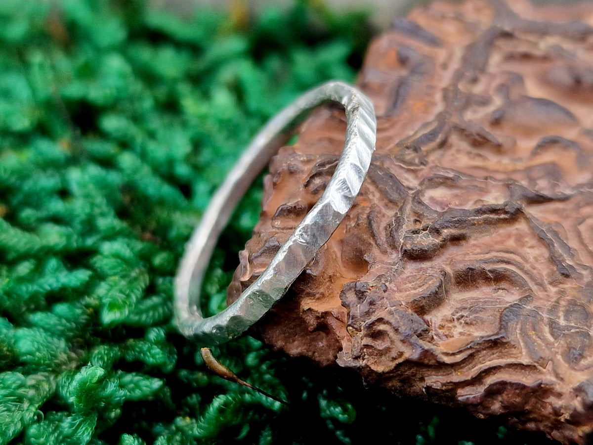 925er Silber Design Ring, Gr.60 (19,3), gehämmert, Vorsteckring, Stapelring, Unikat, Handarbeit