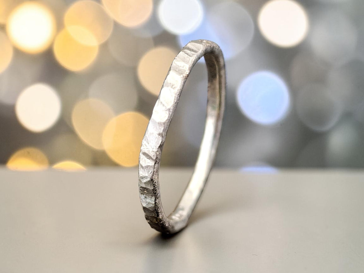 925er Silber Design Ring, Gr.60 (19,3), gehämmert, Vorsteckring, Stapelring, Unikat, Handarbeit