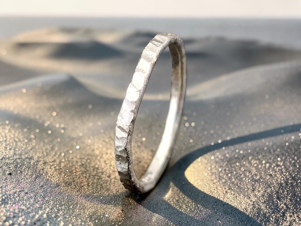 925er Silber Design Ring, Gr.60 (19,3), gehämmert, Vorsteckring, Stapelring, Unikat, Handarbeit