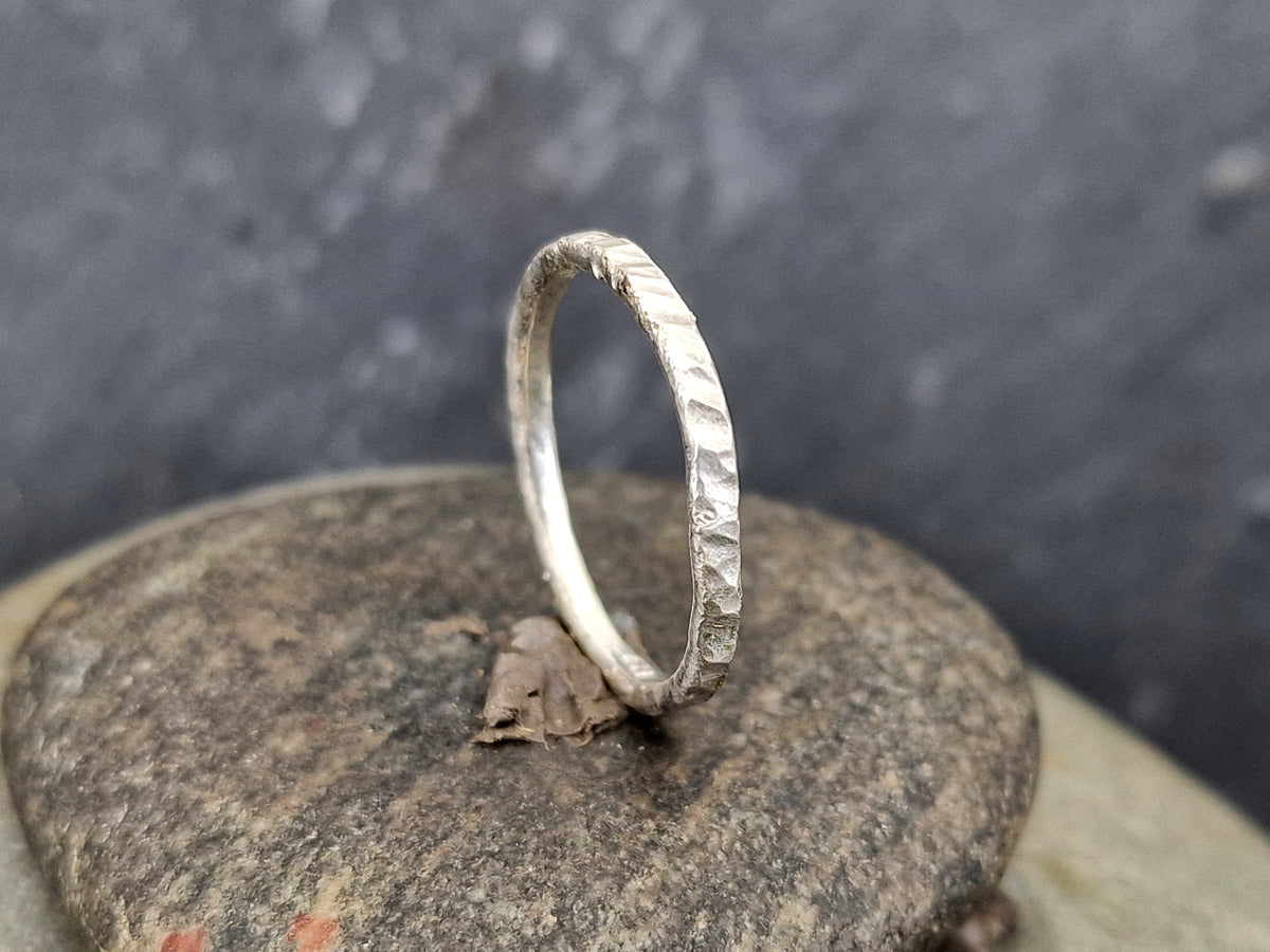 925er Silber Design Ring, Gr.60 (19,3), gehämmert, Vorsteckring, Stapelring, Unikat, Handarbeit
