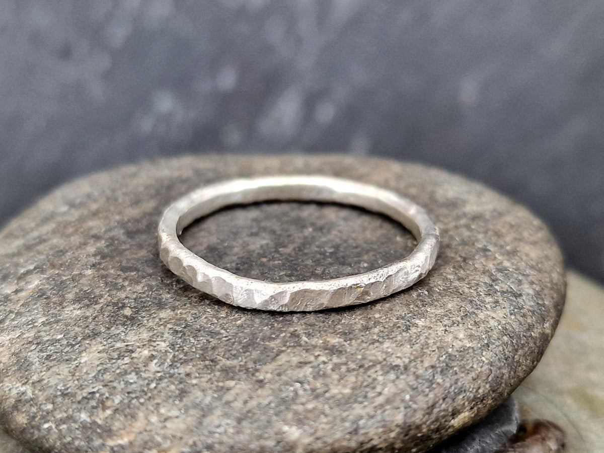 925er Silber Design Ring, Gr.60 (19,3), gehämmert, Vorsteckring, Stapelring, Unikat, Handarbeit