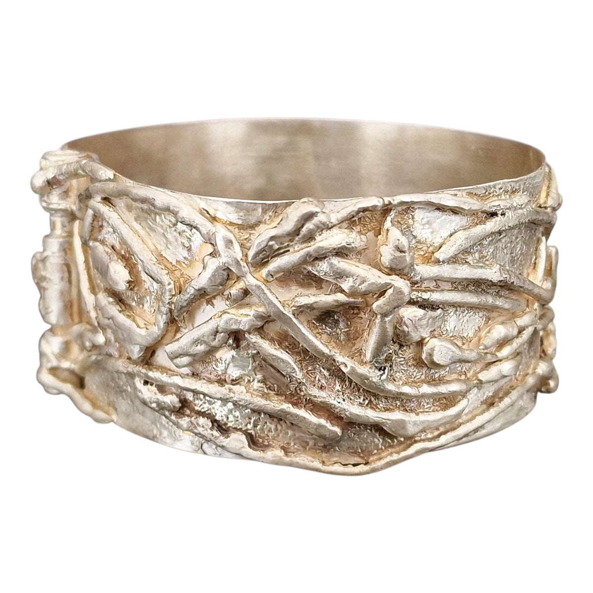 Massiver, schwerer, großer Armreif aus 925er Silber, organisches Design, verwurzelt, verwachsen, Unisex, Unikat, Handarbeit