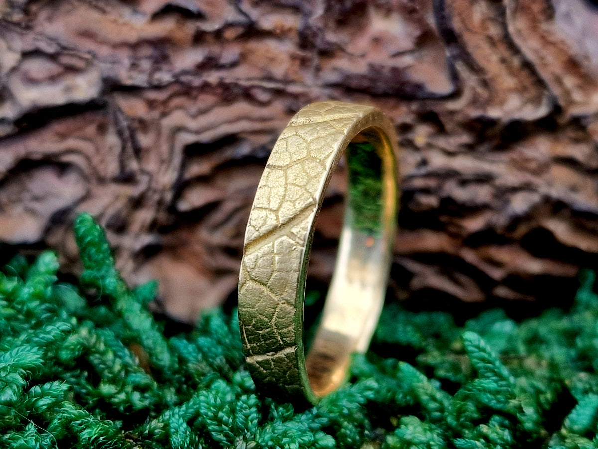 Salbei Kräuter Design Ring aus 750er Gelbgold, Gr.59 (18,8), Hochwertig, Unisex, Unikat, Handarbeit
