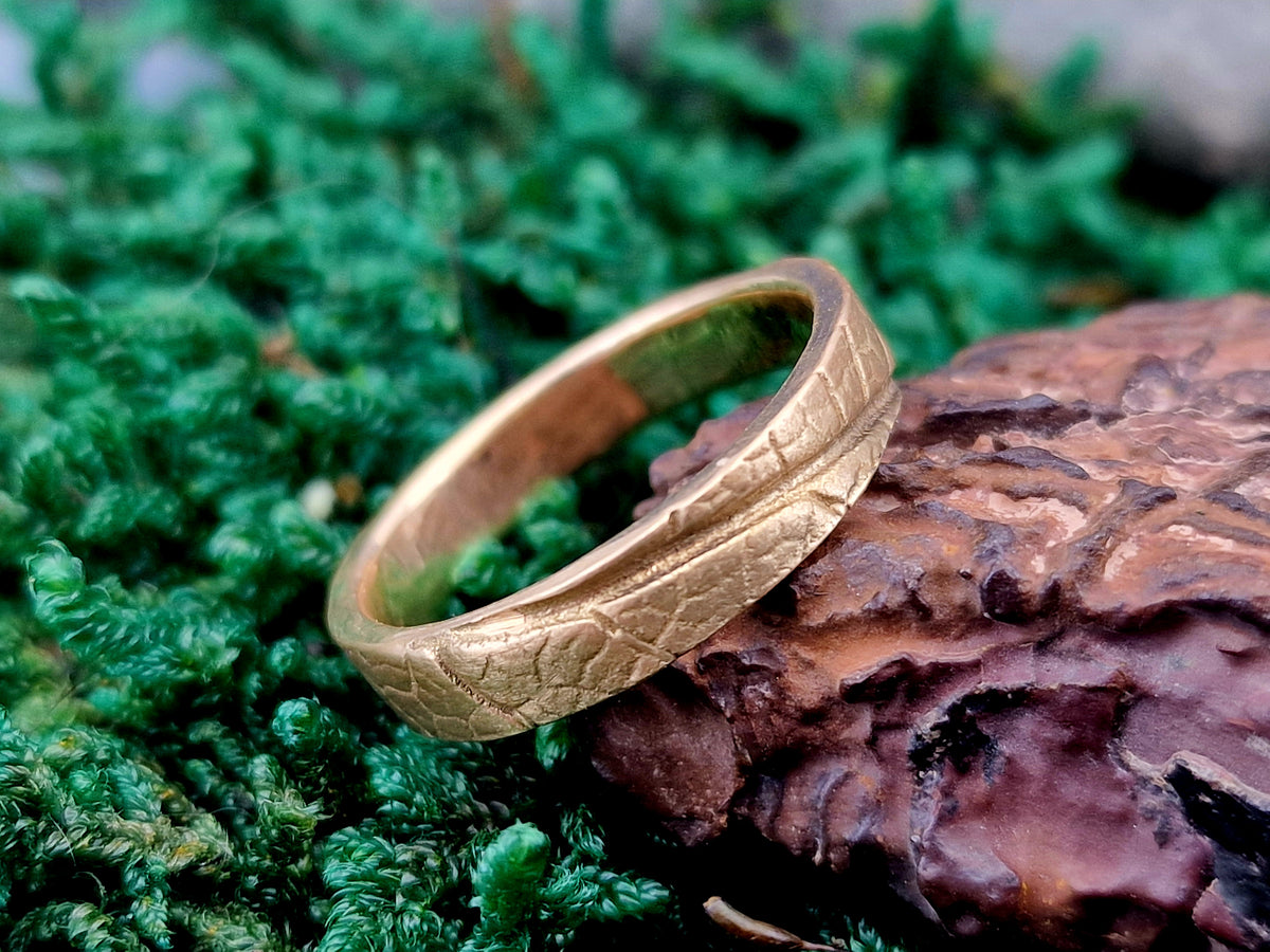 Salbei Kräuter Design Ring aus 750er Gelbgold, Gr.59 (18,8), Hochwertig, Unisex, Unikat, Handarbeit
