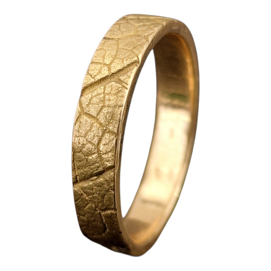 Salbei Kräuter Design Ring aus 750er Gelbgold, Gr.59 (18,8), Hochwertig, Unisex, Unikat, Handarbeit