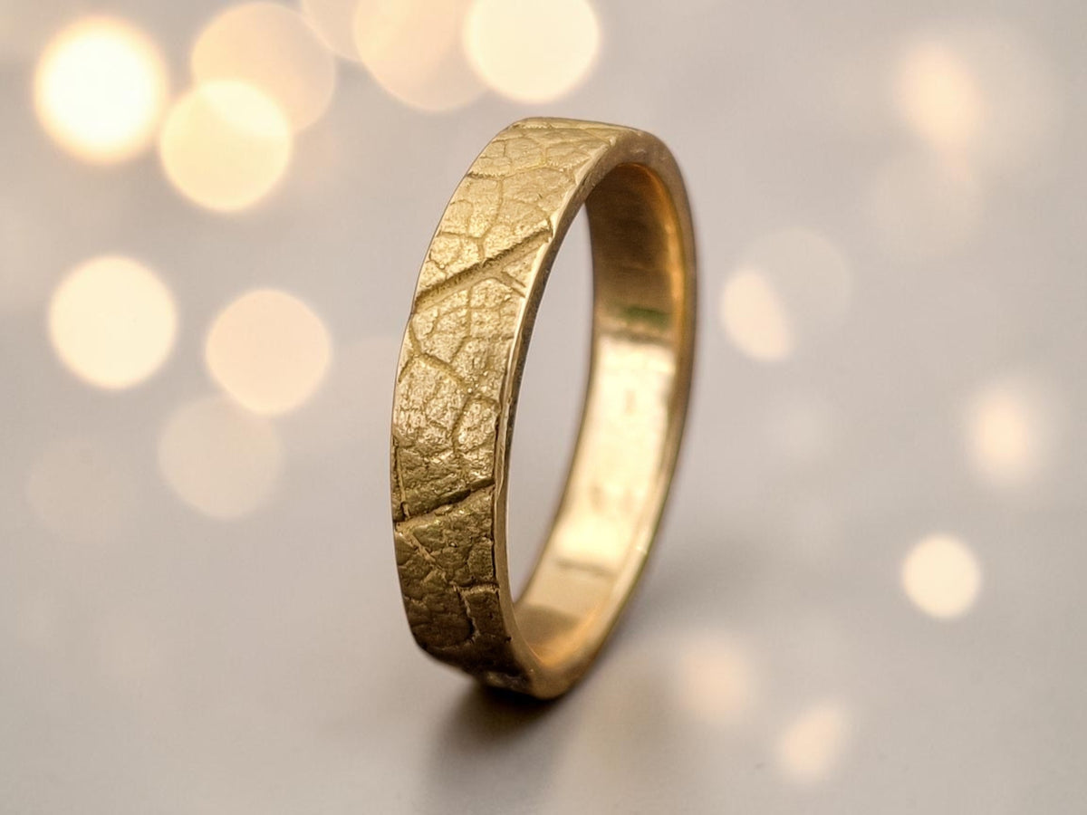 Salbei Kräuter Design Ring aus 750er Gelbgold, Gr.59 (18,8), Hochwertig, Unisex, Unikat, Handarbeit