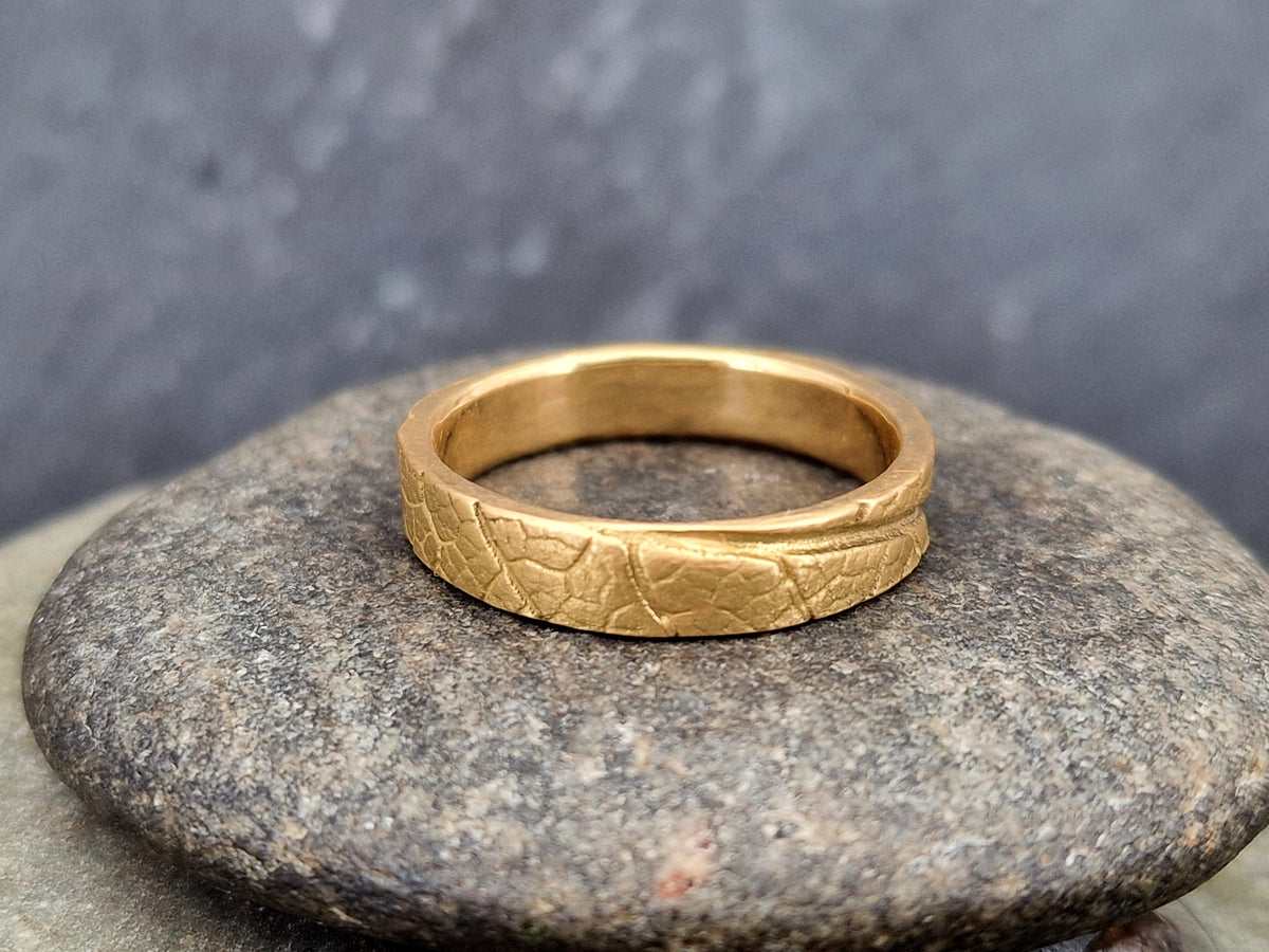 Salbei Kräuter Design Ring aus 750er Gelbgold, Gr.59 (18,8), Hochwertig, Unisex, Unikat, Handarbeit