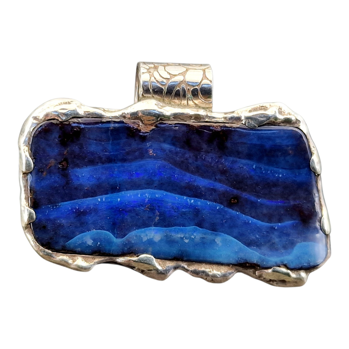Boulder Opal "Meeresrauschen" Design Anhänger, 925er Silber, Picture Stone, verschiedene Blautöne, Unisex, Unikat, Handarbeit